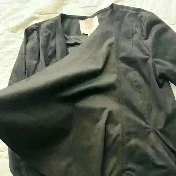 Anthropologie Hutch Black faux Suede Draped Front Jacket size Large - Picture 6 of 11